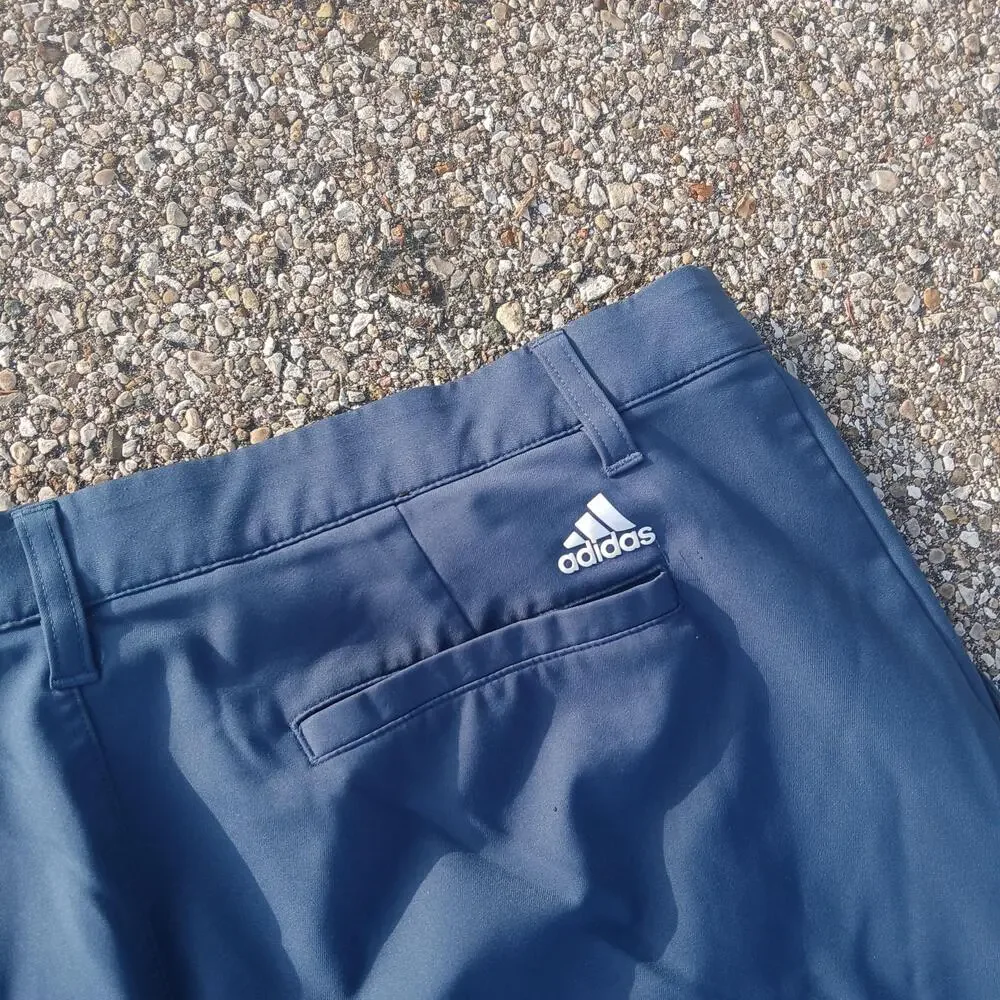 Adidas Golf Pants Mens 34x32 Blue Stretch Chino Straight Leg Pockets Logo